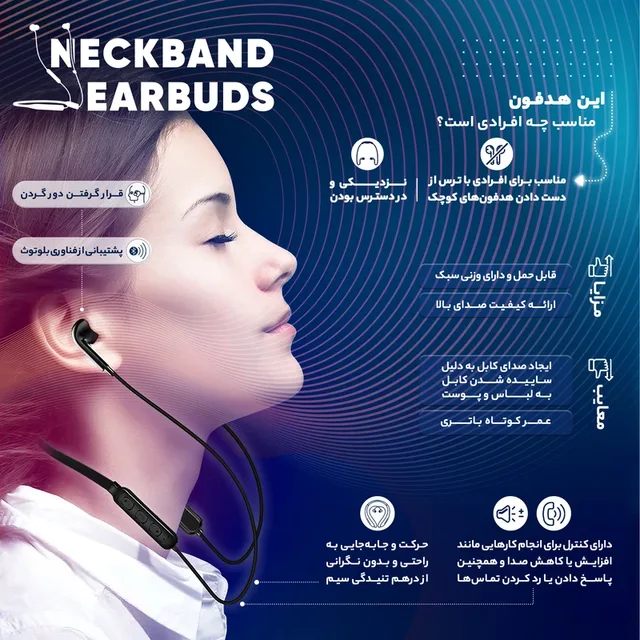هدفون گردني LENOVO مدل HE05X، تصویر شماره 2