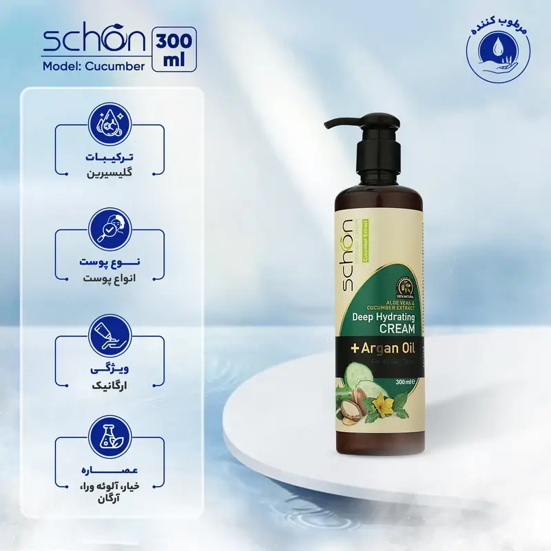 کرم مرطوبکننده شون مدل Cucumber – آبرسانی و طراوت با عصاره خیار و روغن آرگان