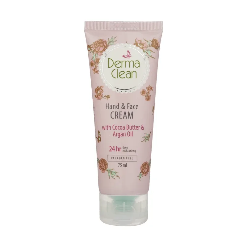 کرم مرطوبکننده دست و صورت درماکلین مدل Argan & Cocoa Butter حجم 75 میلیلیتر