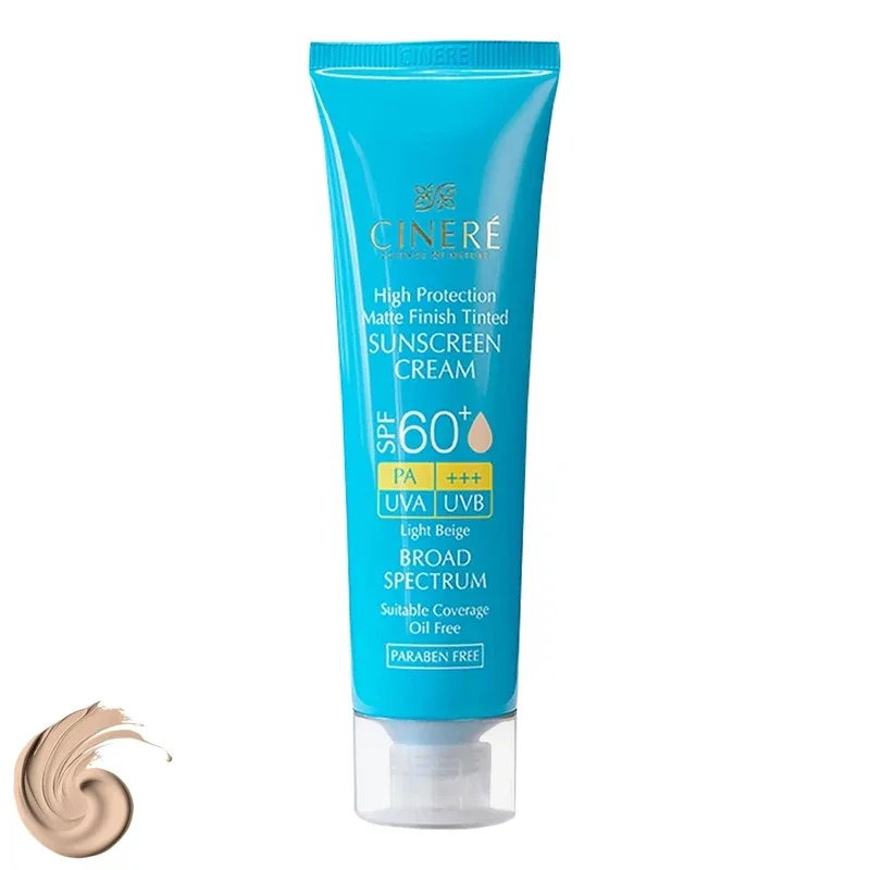 کرم ضد آفتاب رنگی سینره فاقد چربی مدل بژ روشن spf60+ حجم 50 میلی لیتر