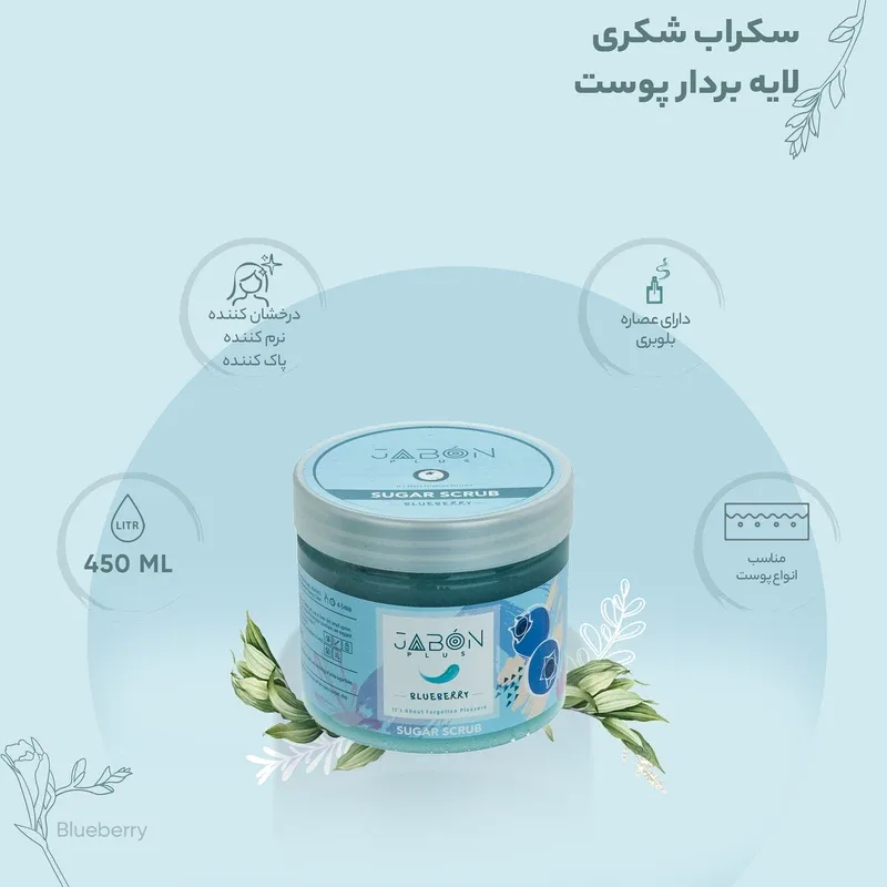 اسکراب شکري ژبن پلاس رايحه بلوبري وزن 450 گرم، تصویر شماره 3