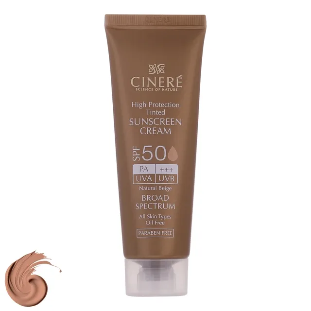کرم ضد آفتاب رنگی سینره فاقد چربی مدل بژ طبیعی spf50 حجم 50 میلی لیتر