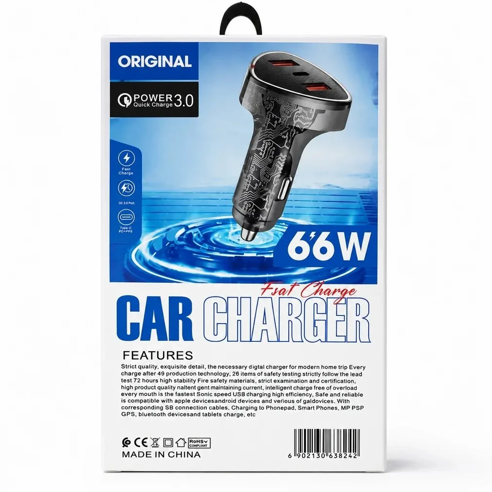 شارژر فندکی ماشین ۶۶ وات فست شارژ مدل PD 30W + QC 3.0 (مجهز به چیپ هوشمند)، تصویر شماره 2