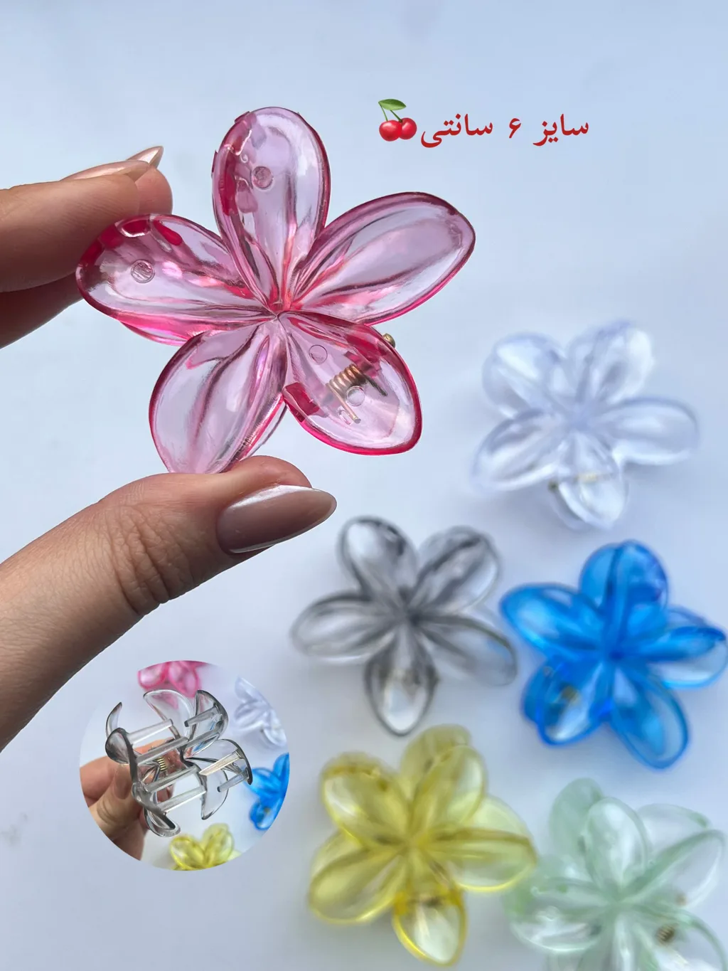 کلیپس گل شفاف نگین دار 6 سانتی، تصویر شماره 4